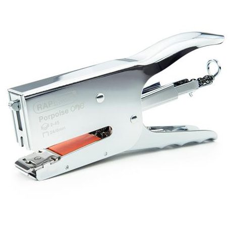 RAPESCO Tűzőgép, kézi, 24/8, 45 lap, fém, RAPESCO "Porpoise ONE", króm