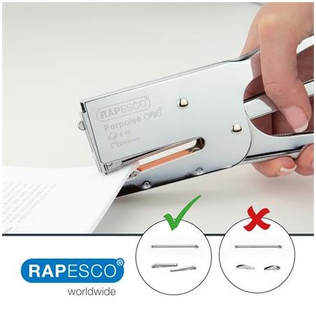RAPESCO Tűzőgép, kézi, 24/8, 45 lap, fém, RAPESCO "Porpoise ONE", króm