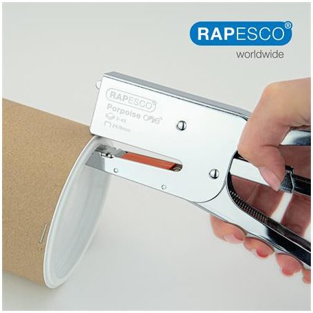 RAPESCO Tűzőgép, kézi, 24/8, 45 lap, fém, RAPESCO "Porpoise ONE", króm