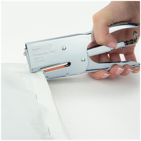 RAPESCO Tűzőgép, kézi, 24/8, 45 lap, fém, RAPESCO "Porpoise ONE", króm