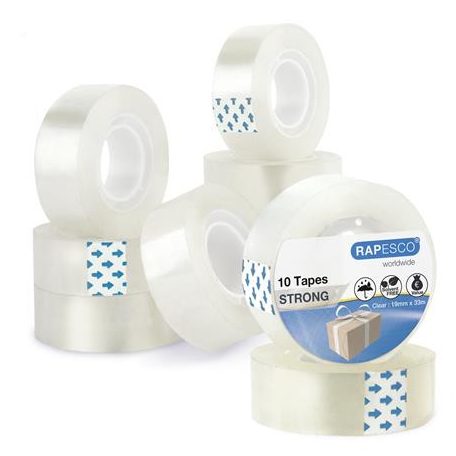 RAPESCO Ragasztószalag, 19 mm x 33 m, RAPESCO, 10 db,  áttetsző
