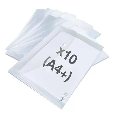 RAPESCO Irattartó tasak, A4+, PP, patentos, RAPESCO "Eco", áttetsző