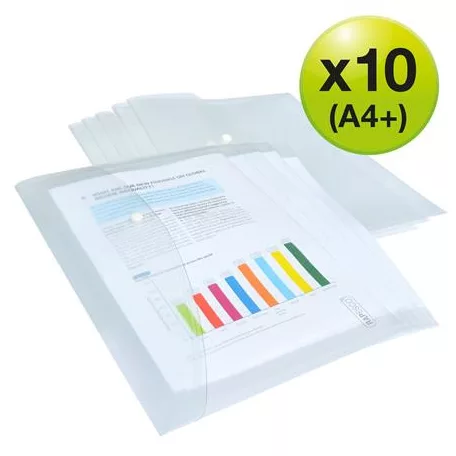 RAPESCO Irattartó tasak, A4+, PP, patentos, RAPESCO "Eco", áttetsző