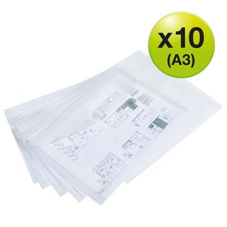 RAPESCO Irattartó tasak, A3, PP, patentos, RAPESCO "Eco", áttetsző