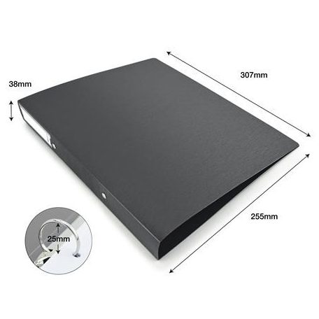 RAPESCO Gyűrűs könyv, 2 gyűrű, 38 mm, A4, PP, RAPESCO "Eco GRS Recycled", fekete