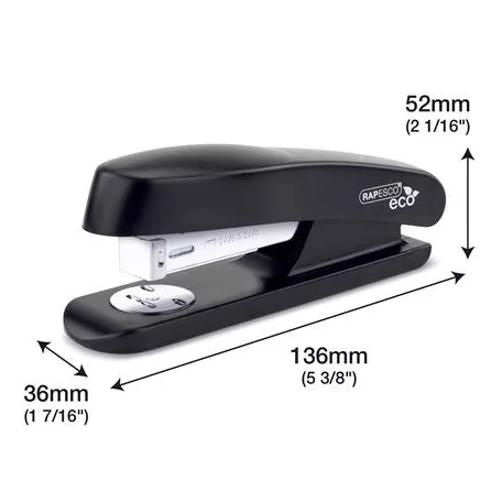RAPESCO Tűzőgép, 24/6, 26/6, 20 lap, RAPESCO "Eco GRS Recycled Half-Strip", fekete