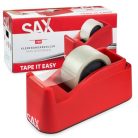 SAX Csomagolószalag adagoló, asztali, csomagolószalaggal, SAX "729", piros
