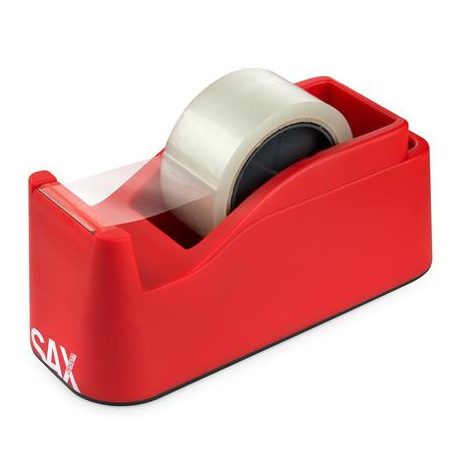 SAX Csomagolószalag adagoló, asztali, csomagolószalaggal, SAX "729", piros