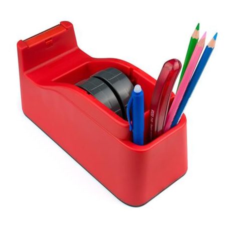 SAX Csomagolószalag adagoló, asztali, csomagolószalaggal, SAX "729", piros