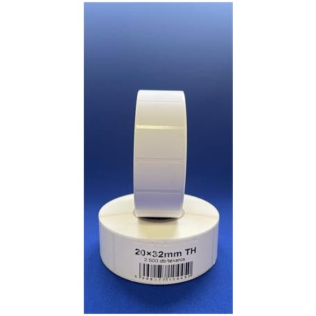 Etikett, thermo, 20x32 mm, 2500 etikett/tekercs, fehér