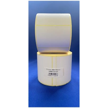 Etikett, thermo, 50x75 mm, 1000 etikett/tekercs, fehér