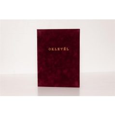 Oklevéltartó, A4, exkluzív, plüss, aranyozva, bordó