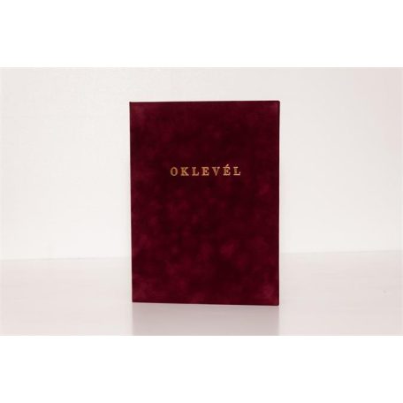 Oklevéltartó, A4, exkluzív, plüss, aranyozva, bordó