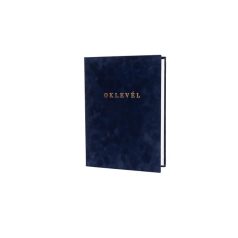 Oklevéltartó, A4, exkluzív, plüss, aranyozva, kék