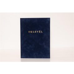 Oklevéltartó, A4, exkluzív, plüss, aranyozva, kék