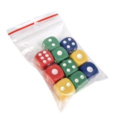 Dobókocka, műanyag, színes, 10 darab