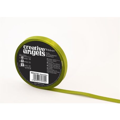 Szatén szalag, 12 mm x 32 m, zöld