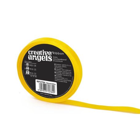 Szatén szalag, 12 mm x 32 m, sárga