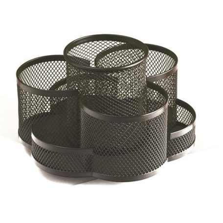 Írószertartó, 7 részes, fémhálós, forgatható, fekete