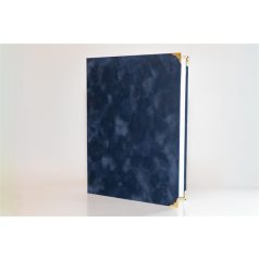 Oklevéltartó, A4, exkluzív, plüss, 4 fém sarokkal, kék