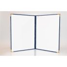 Oklevéltartó, A4, exkluzív, plüss, 4 fém sarokkal, kék