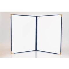 Oklevéltartó, A4, exkluzív, plüss, 4 fém sarokkal, kék