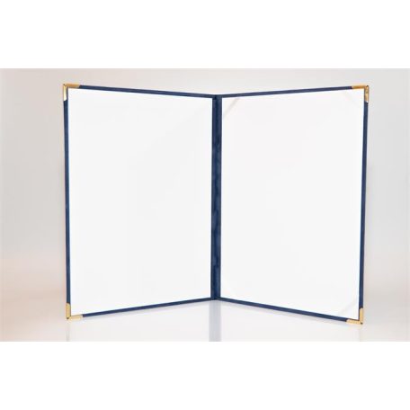 Oklevéltartó, A4, exkluzív, plüss, 4 fém sarokkal, kék