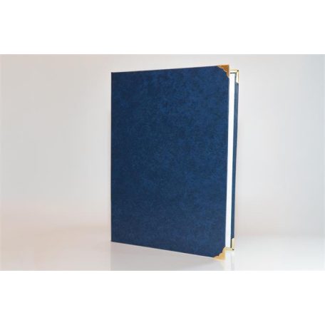 Oklevéltartó, A4, exkluzív, műbőr, 4 fém sarokkal, kék