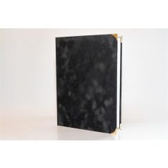   Oklevéltartó, A4, exkluzív, plüss, 4 fém sarokkal, fekete