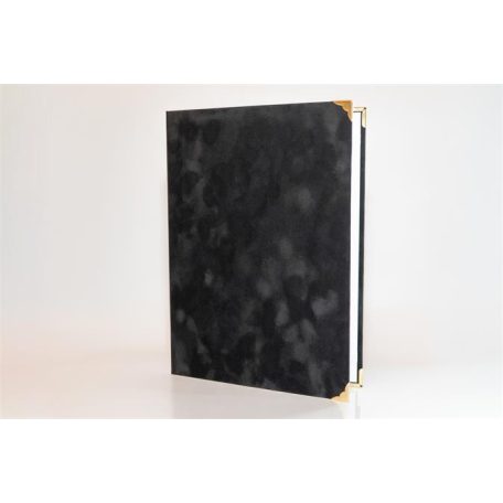 Oklevéltartó, A4, exkluzív, plüss, 4 fém sarokkal, fekete