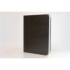 Oklevéltartó, A4, exkluzív, műbőr, 4 fém sarokkal, fekete