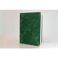   Oklevéltartó, A4, exkluzív, plüss, 4 fém sarokkal, zöld