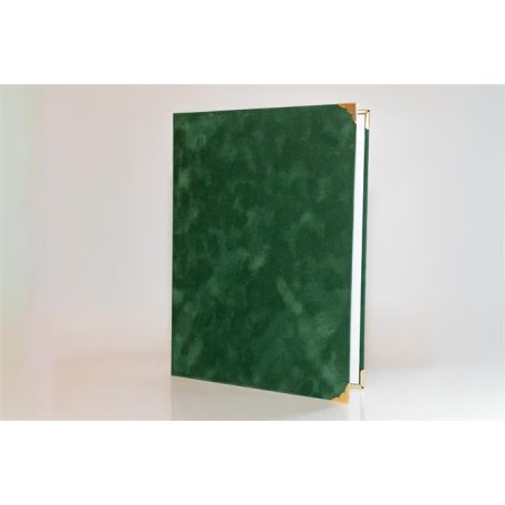 Oklevéltartó, A4, exkluzív, plüss, 4 fém sarokkal, zöld