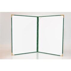   Oklevéltartó, A4, exkluzív, plüss, 4 fém sarokkal, zöld