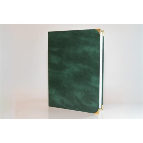 Oklevéltartó, A4, exkluzív, műbőr, 4 fém sarokkal, zöld