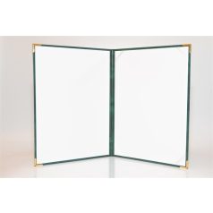   Oklevéltartó, A4, exkluzív, műbőr, 4 fém sarokkal, zöld