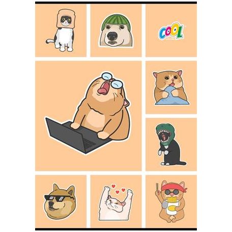 COOL BY VICTORIA Füzet, tűzött, A4, kockás, 80 lap, COOL BY VICTORIA "Memes"