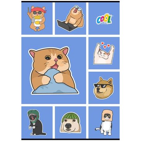 COOL BY VICTORIA Füzet, tűzött, A4, kockás, 80 lap, COOL BY VICTORIA "Memes"