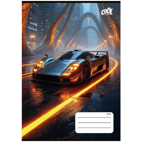 COOL BY VICTORIA Füzet, tűzött, A5, vonalas, 32 lap, 2. osztály, COOL BY VICTORIA "Future Cars", "16-32"
