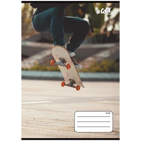 COOL BY VICTORIA Füzet, tűzött, A5, vonalas, 32 lap, 4-8. osztály, COOL BY VICTORIA, "Skateboard", "21-32"