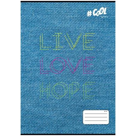COOL BY VICTORIA Füzet, tűzött, A4, kockás, 32 lap, COOL BY VICTORIA, "Live-love-hope", "87-32"