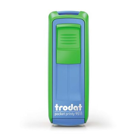 TRODAT Bélyegző, TRODAT "Pocket Printy 9511", zöld-kék ház, fekete párnával
