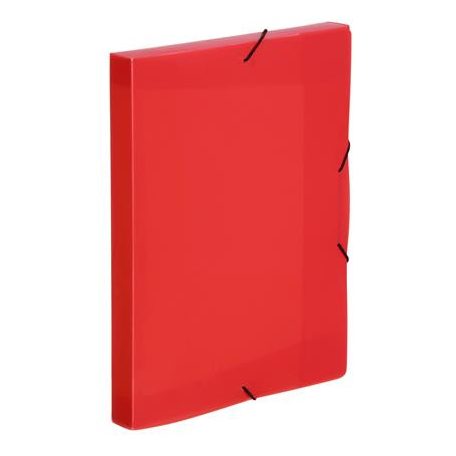 VIQUEL Gumis mappa, 30 mm, PP, A4, VIQUEL "Coolbox", áttetsző piros