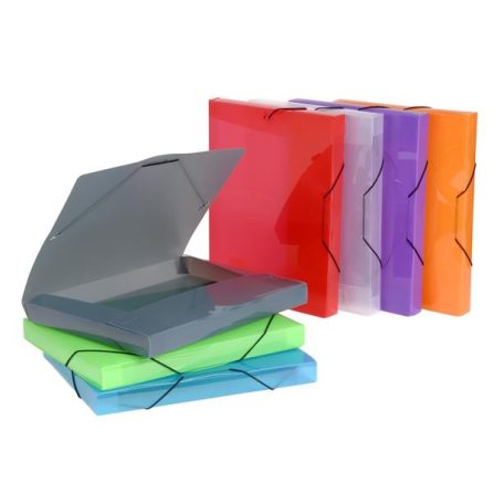 VIQUEL Gumis mappa, 30 mm, PP, A4, VIQUEL "Coolbox", áttetsző  vegyes színek