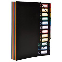   VIQUEL Irattartó mappa, gumis, 12 részes, VIQUEL "Rainbow Class", fekete