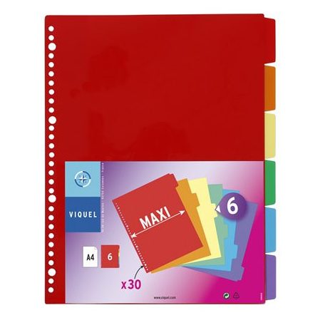 VIQUEL Regiszter, műanyag, A4 Maxi, 6 részes, VIQUEL