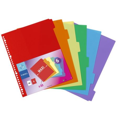 VIQUEL Regiszter, műanyag, A4 Maxi, 6 részes, VIQUEL