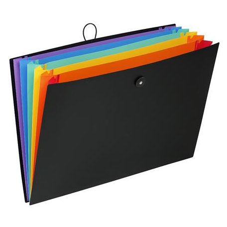 VIQUEL Harmonikamappa, PP, A3, 6 rekeszes, VIQUEL "Rainbow Class", fekete
