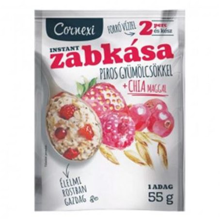 CORNEXI Zabkása, 55 g, CORNEXI, piros gyümölcsös-chia maggal