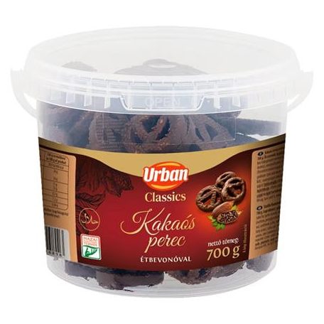 URBAN Kakaós perec, 700 g, vödrös, URBAN, kakaós étbevonóval